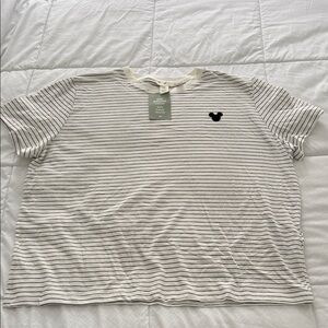 H&M Disney Black and White Striped Tee SZ XL